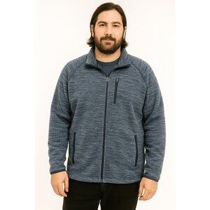 Swiss Tech Jacket Men XL Blue Fleece Mock Neck Full Zip Long Sleeve Sweater